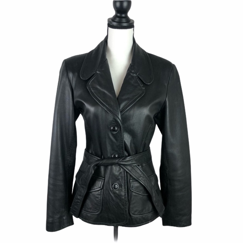 EXPRESS vintage 90’s black leather jacket EUC